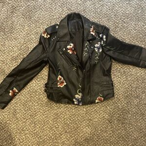 BLANK NYC faux leather embroidered jacket